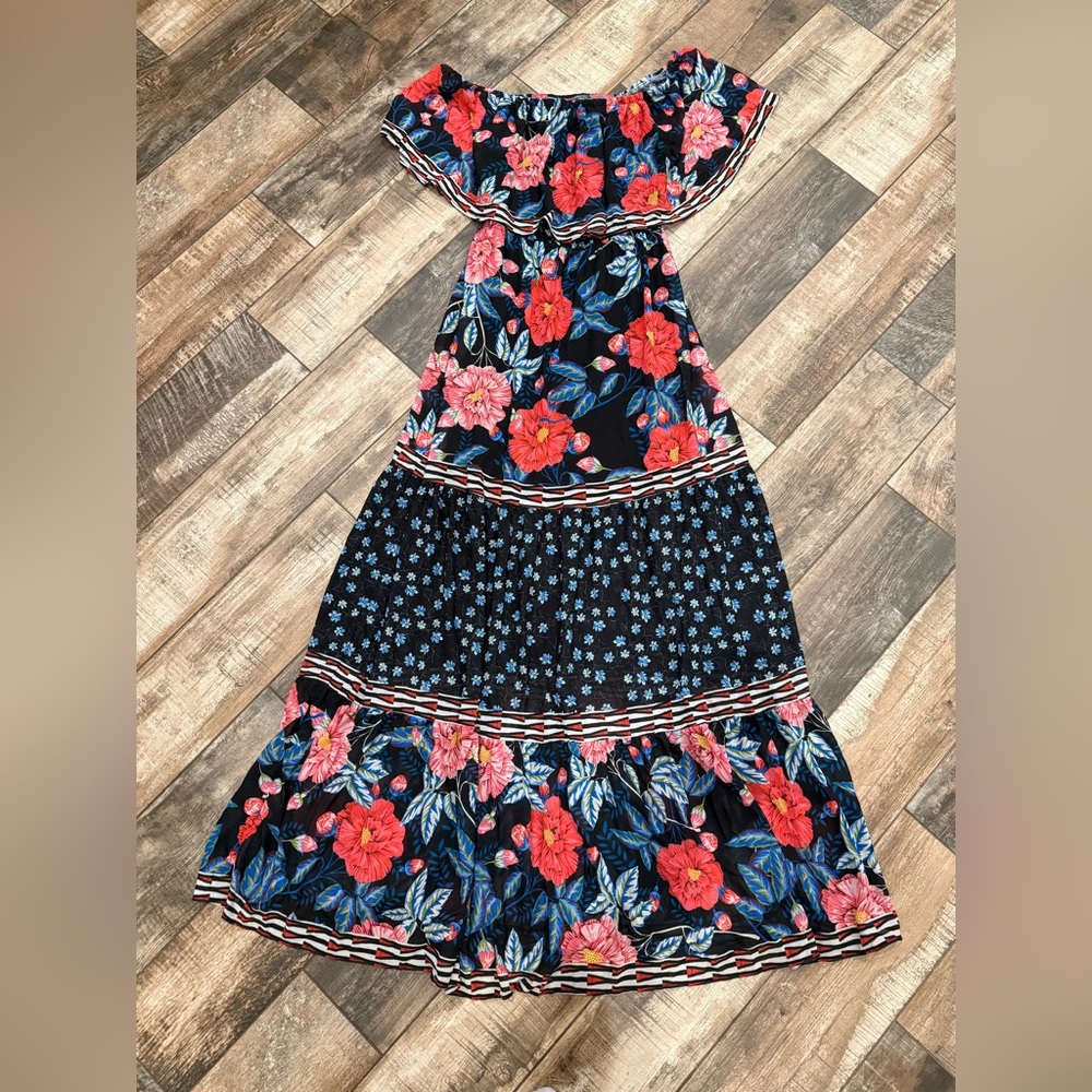 VICI Floral Mixed Print Off the Shoulder Maxi Dress Size Small
